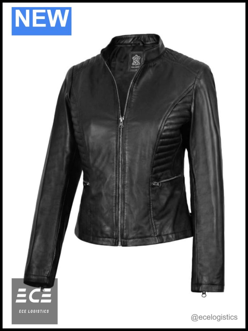 Lambskin Leather Peplum Jacket Collarless Zip Up Biker Style